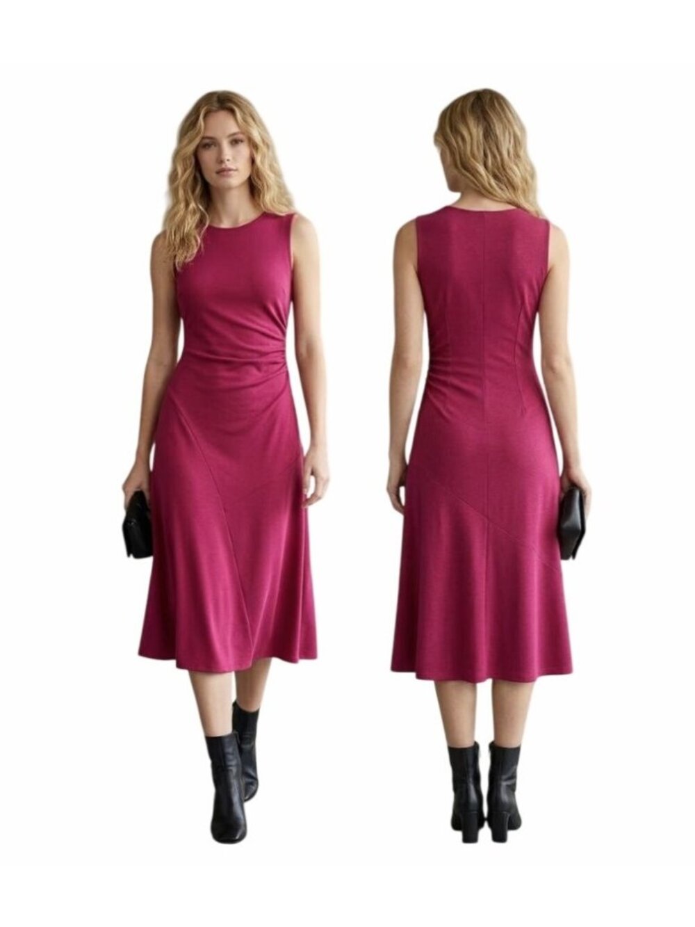 ⭐Banana Republic XS Soft Touch Ruched Bodycon Midi Dress Date Night Cocktail NWT